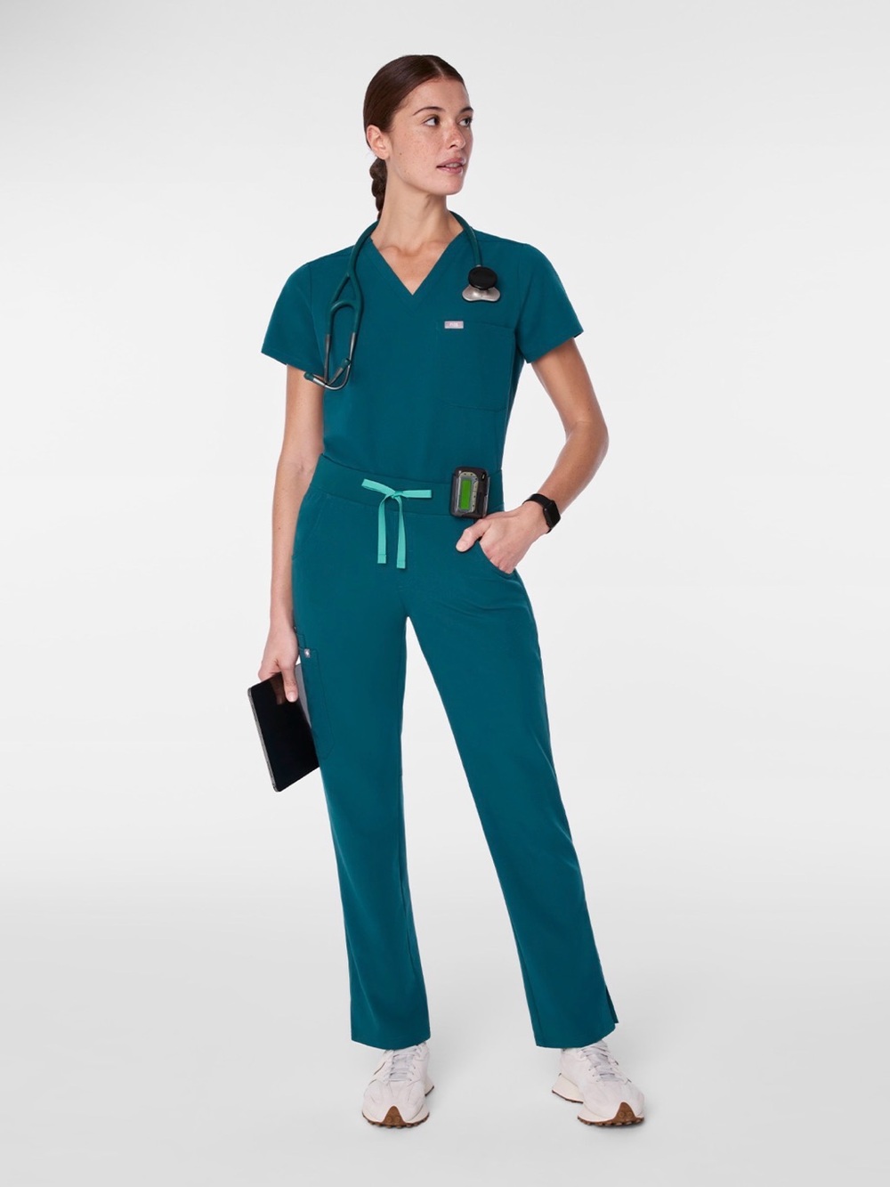 🩺 FIGS Caribbean Blue Medical Scrub Pants with Light Teal Drawstring Med/Tall - Picture 7 of 10
